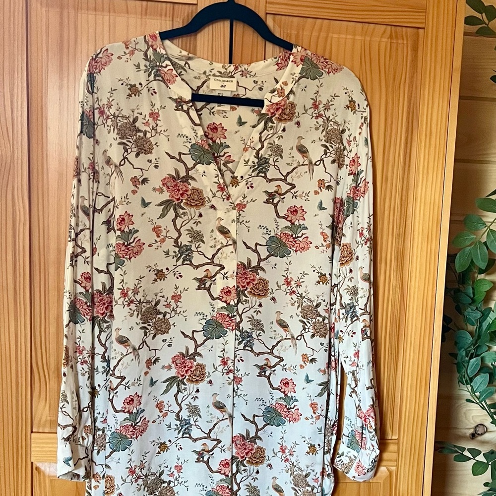 H&M Floral Print Tunic - Cream and Pink